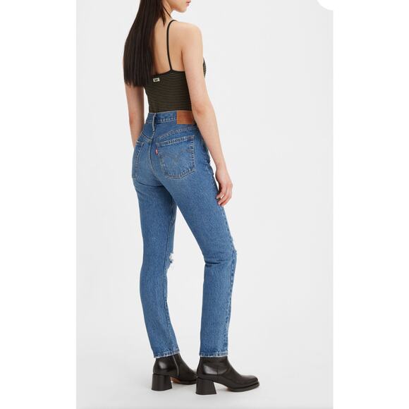 Levi 501 Womens Skinny Botton Fly Jeans Size W 25- L 30 Fly Buttons - Picture 3 of 14